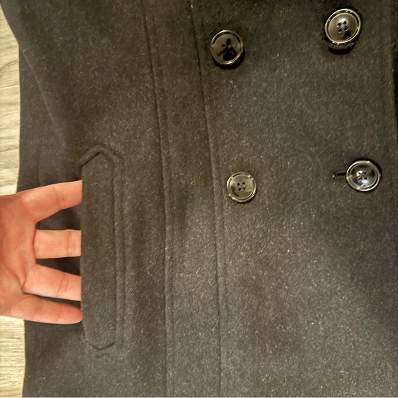 GC Collection by Gallery Large Black Double Breasted Wool Blend Peacoat - Picture 4 of 6